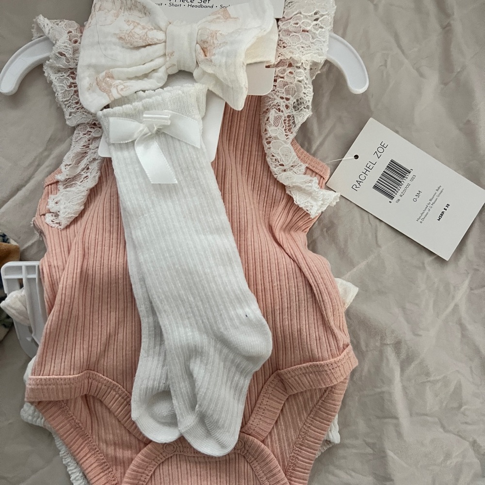 Rachel Zoe Pink and White Ribbed Bodysuits